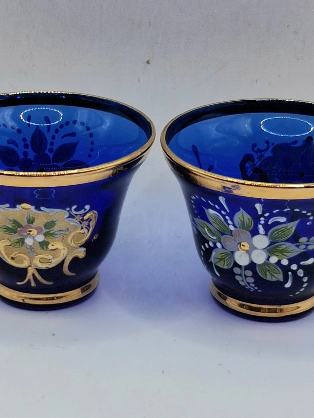 Cobalt Blue Gold-Trim Glass Decanter Set